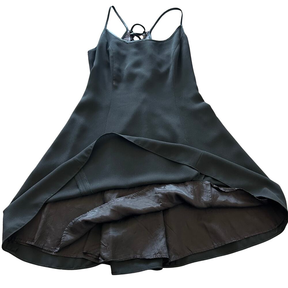 Vintage Laundry Shelli Segal Dress 8 Black Lace Up Corset Back Mini Fit Flare - Picture 4 of 13